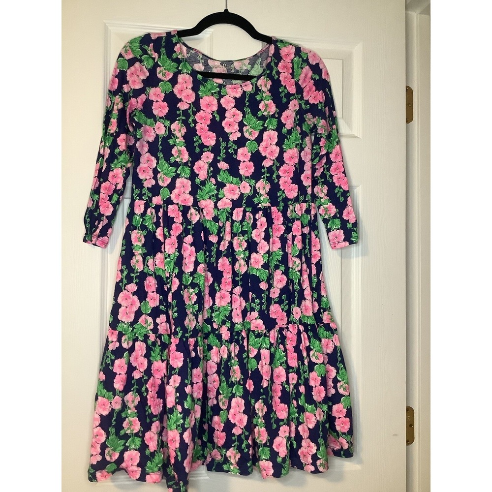 Lilly Pulitzer Oyster Bay Navy De Vine Geanna Swing Dress Tiered Hem Size Xs
